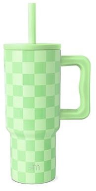 Simple Modern Kids 24 oz Tumbler with Handle and Silicone Straw Lid | Spill Proof and Leak Resistant | Reusable Stainless Steel Bottle | Gift for Kids Boys Girls | Trek Collection | Lime Checkmate