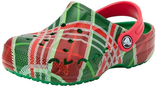 Crocs Unisex Child Baya Holiday Plaid Clogs K, Kelly Green, 28/29 EU