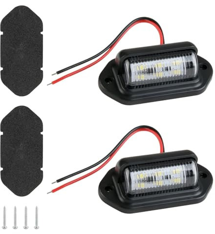 Kit di illuminazione per targa per moto, auto, a LED, 12 V/24 V, impermeabile, luci posteriori, lampada da fuoco, targa di immatricolazione, rimorchio con base in ABS e viti, camion, furgoni, caravan