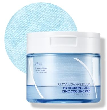 ISNTREE Kühlendes Toner-Pad mit Hyaluronsäure, ultra-niedermolekulare Hyaluronsäure, 60 Stück