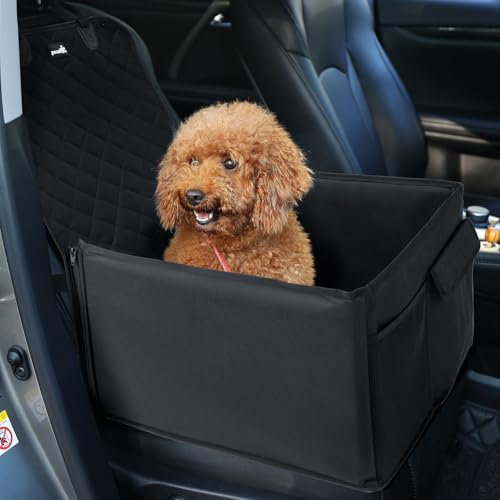 pecute Hunde Autositz 43 * 43 * 30 cm, Wasserdicht & Kratzfest Hundesitz Auto, Verstärkte und Erhöhte Seitenteile, Stabiler Hundeautositz Hundesitz Kleine Mittelgroße Hunde & Mehrere Taschen