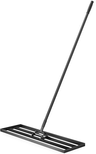 Wiltec Rasqueta niveladora de césped 91,4 x 25,4 cm con Mango de 2 m, rastrillo de césped para nivelar Suelos Irregulares, Herramienta de jardín niveladora para Alisar el césped