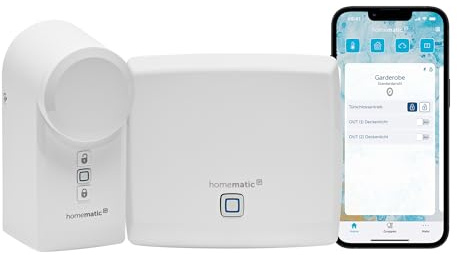 Homematic IP Smart Home Starter Set Mini Zutritt, elektronisches Türschloss, Smart Lock nachrüstbar ohne Umbau, steuerbar per App, Alexa & Google Assistant, 161228A1