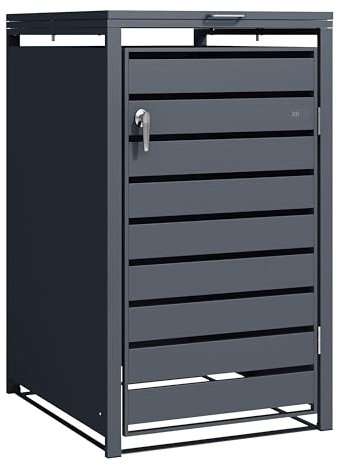 AXI Lucas Cache Poubelle Métallique Anthracite - Abri Poubelle pour 1 conteneur - Max. 240L - Abri Poubelle Extérieur avec Excellente Ventilation