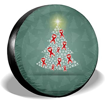 Árbol De Navidad contra El Cáncer De Mama Rueda De Repuesto Cubierta Sunscreen Funda Funda Rueda Repuesto Weatherproof Funda De Llanta De Repuesto Universal para Camión Remolques 16inch
