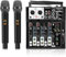 SOWOITIG Karaoke mixer con 2 microfoni wireless, mixer audio a 4 canali, console dj, microfono senza fili, mixer con Bluetooth, porta USB, alimentazione phantom 48 V per registrazione studio
