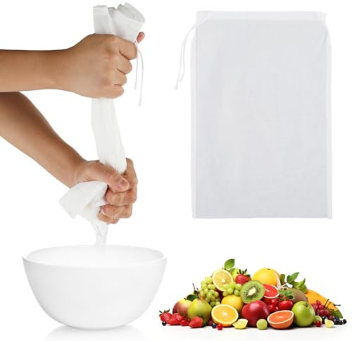 Wanmu 6 sacchetti filtranti riutilizzabili a rete fine, 30,5 x 20,3 cm, con coulisse, in nylon, lavabili, per filtrare latte di noci, caffè freddo, succhi di frutta, luppolo