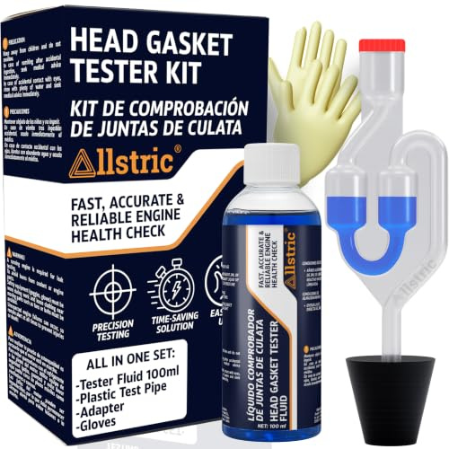 Allstric® Test CO2 Joint de Culasse | Testeur Joint de Culasse pour Voiture & Moteur | Kit Universel 50 Tests avec Liquide Réactif | Testeur Liquide de Refroidissement & Block Tester