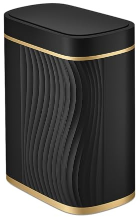 Mülleimer 8l, Smart Sensor Mülleimer Küche mit Deckel, Kosmetikeimer, Mülleimer Bad, Geruchsdicht & Wasserdicht, No Noise, Touchless26,5 x 29.5 x 14 cm (Schwarz)