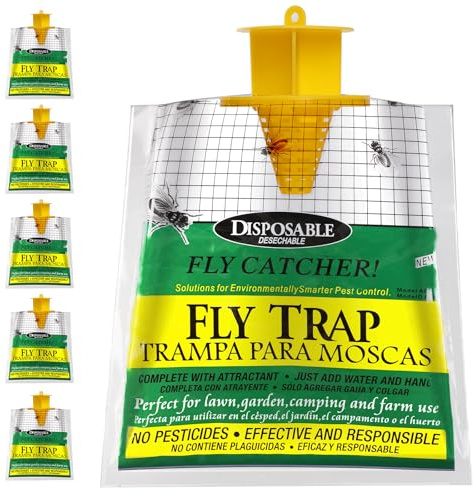 5pz Trappole Acchiappa Mosche Joogee, 19.5 * 20CM Trappole per Moscerini Non tossico e Inodore Appeso Acchiappamosche Esterno per Zanzare, Parassiti a Giardino/Cucina/Fattoria/Frutteto