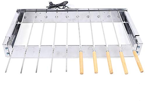 Outdoor Electric Rotisserie Grill Rack - Auto Rotating Skewer Turner for BBQ Party, Hands-Free Kebab Cooker, Reusable Heavy Duty Rack (Holds 10 Skewers)