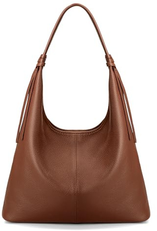 befen Genuine Leather Slouchy Hobo Purses for Women, Casual Hobo Bags Real Top Grain Leather Tote Handbags Women's Brown Shoulder Satchel for Shopping, Outing, Travel