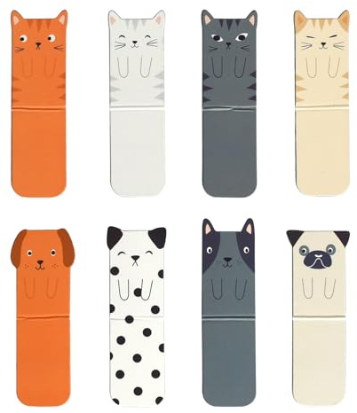 Set di 8 Segnalibri Magnetici, Motivi Cartoni Animati, Porta Pagine per Studenti, Perfetti per Amanti dei Libri
