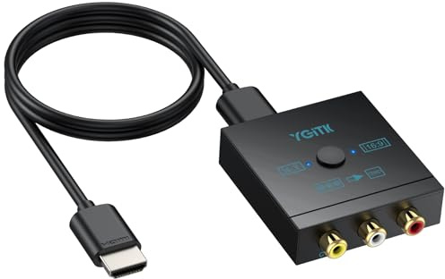 RCA to HDMI Converter with HDMI Cable, 1080P AV to HDMI Converter 4:3/16:9