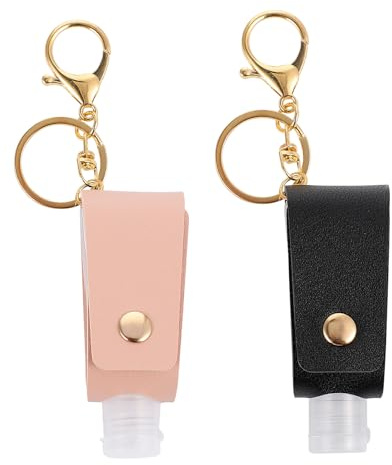 GETAJGHSD Housse de Bouteille Portable Accessoire Pratique Porte-clés 2pcs en Pu et Plastique pour Gel Lave-main pour Voyage et Usage Intérieur