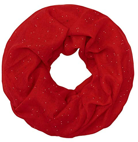 Soul-Cats Loop con Brillo en la Hermosa redecilla Bufanda del Color, Color: Rojo