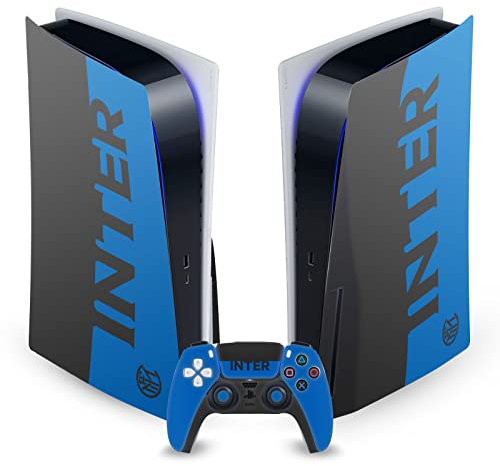 Head Case Designs Officially Licensed Inter Milan Blue and Black Full Logo Vinyl Faceplate Sticker Gaming Skin Decal Compatible With Sony PlayStation 5 PS5 Disc Edition Console & DualSense Controller