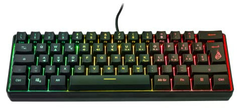 SureFire Kingpin X1 60% Teclado Italiano Gaming Multimedia Pequeño y Móvil RGB con Iluminación, 25 Teclas Anti-Ghosting, Disposición QWERTY