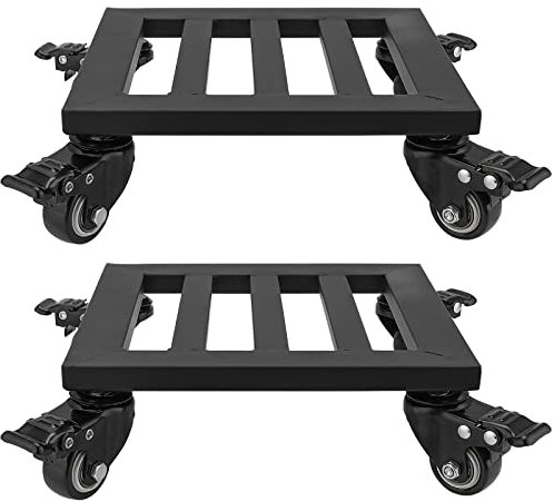 SINJEUN 2 Pack 23 x 23 cm Piante quadrate su Ruote, Nero Metallo pianta Caddy pianta Quadrata Rullo con Ruote bloccabili in Metallo rotolamento Pesante pianta Dolly per Esterni Interni