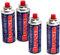 VALDI LED Pack De 4 Cartuchos De Gas Butsir para Hornillos - Camping Gas Portatil, Bombona Camping Gas, Compatible con Quemadores y Estufas, Modelo B-250, Butano e Isobutano