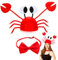 Krabben Mütze Verstellbar, Einzigartige Lustiger Hut, Krabben Hut mit Roter Fliege, Partyhut Lustige Hüte für Kinder Damen Herren, Kopfbedeckung für Karneval Cosplay Halloween Party Kostüm Zubehör