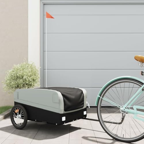Remorque de Vélo, Remorque de Transport pour Vélo Chariot de Transport Boîte de Transport Remorque de vélo Noir et Gris 45 kg Fer