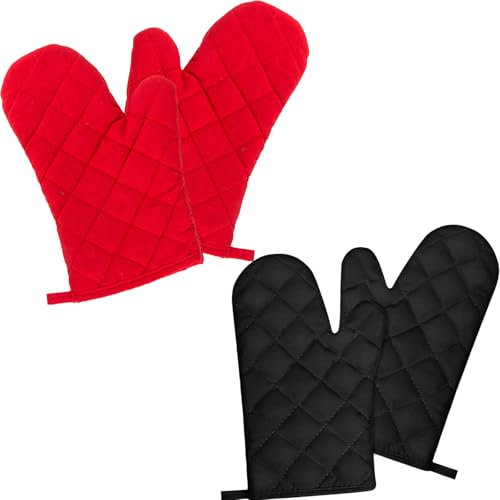 GUTERTOP 4 Stück Ofenhandschuhe Hitzebestaendig, Backofen Handschuhe, Anti-Rutsch backhandschuhe Ofenhandschuhe Zum Kochen, Backen
