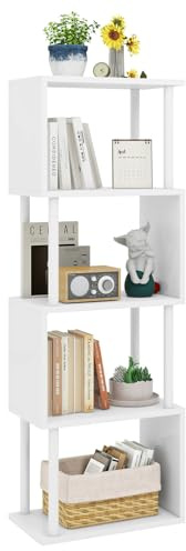IBUYKE Libreria Scaffale a 5 Livelli, S, Moderno, Scaffali Espositivi in Metallo per Soggiorno, Camera Da Letto, Ufficio, Bianco WBC015W