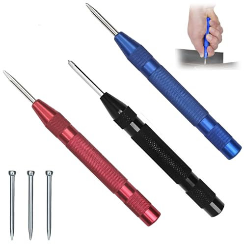 Körner 3 Stück Automatik Körner Metall, Automatik Körner Mit 3 Ersatzspitzen, 120 Mm Lang Automatischer Körner Werkzeug, Für Metall Holz Stein Glas Stahlbleche