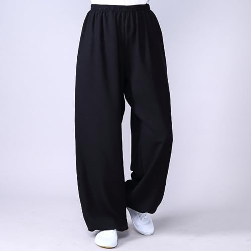 001,L,Pantaloni Tai Chi Uomini E Donne Cotone E Lino Arti Marziali E Kung Fu Pantaloni da Allenamento Banda Elastica Traspirante Comodo Pantaloni da Meditazione Yoga Bloomers