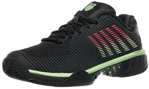 K-Swiss Men's Hypercourt Express 2 HB - Clay Court Tennis Shoe, Black/Soft Neon Green/Neon Lava, 6.5 UK
