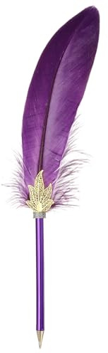 PATIKIL Bolígrafo de Pluma, Tinta Negro Vintage Vástago Chapado Plumón Bola Elegante Papelería Suministros de Oficina Hogar Fiesta Boda Decoración Regalo, Morado