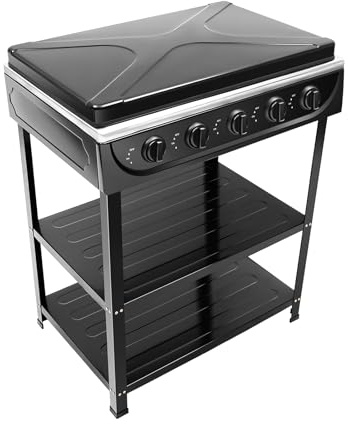 Owneed Cocina de gas con 5 fuegos para gas natural, cocina de gas independiente con 5 quemadores de 2,5 kW, hornillo de gas de encendido manual para camping, autocaravana y exterior