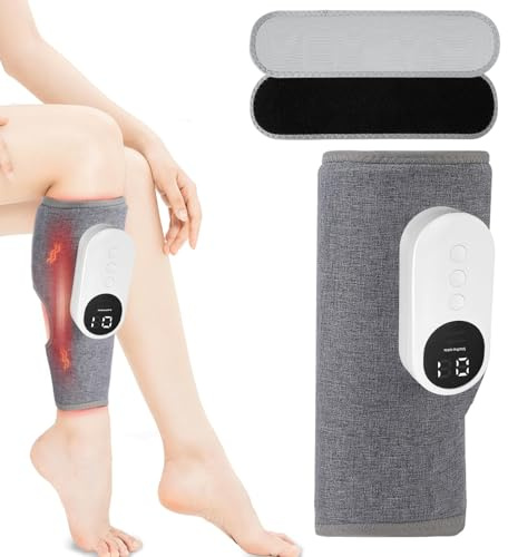 Masseur de Jambes Chauffant – Appareil de Massage Pieds et Mollets Sans Fil, 3 intensités, 3 modes de chaleur, 3 modes, Appareil de massage pour la circulation sanguine et Jambes Fatiguées
