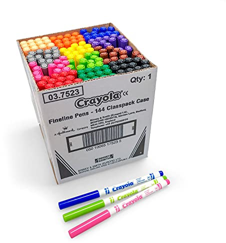 Crayola, Fineline, Abwaschbare Filzstiften mit Feiner Spitze, Classpack, Packung mit 144 Stück in Sortierten Farben, Altersempfehlung: ab 3 Jahren