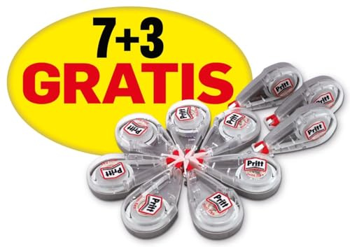 Pritt Mini Roller, Pack of 10 Correction Tapes, Correction Roller for Erase and Correct, Flexible Tip & Immediate Rewriting, Ideal for All Kits