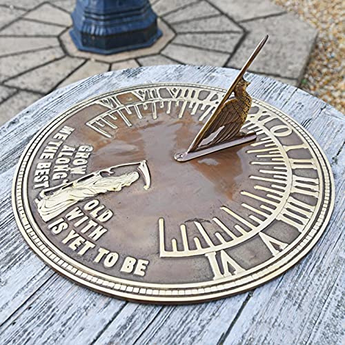 Black Country Metal Works Antique Solid Brass 'Old Father Time' Ornamental Sundial (290mm Diameter)