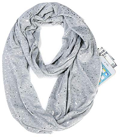 Ulalaza Infinity Scarf with Hidden Zipper Pocket Lightweight Travel Wrap for Women Girls
