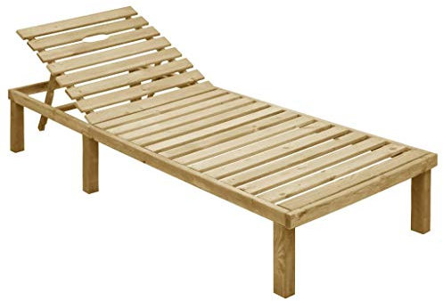 Festnight Tumbona de Madera de Pino Impregnada Tumbona Jardin Exterior 200 x 70 x (31,5-77) cm