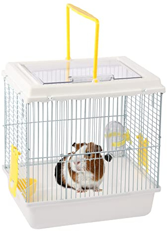 Misyue Hamster Travel Portable Carrier Cage Small Animal Carry Case with Water Bottle&foodbowl& for Dwarf Hamster,Ferrets,Hedgehog,Chinchilla(White)