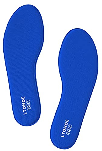 Memory Foam Insoles for Men and Women, Cushioned Shoe Insoles for Running Shoes, Trainers, Work Boots and Walking Shoes, Shock Absorbing Foot Pain Relief Comfort Inner Soles 8mm Women Blue 6 UK