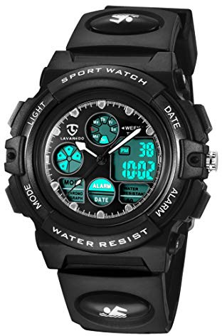 aswan watch Reloj Deportivos para Niños y Niña Resistente al Agua Digital Analógico Militares Impermeable Relojes Niño Negro
