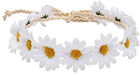 Gänseblümchen-Stirnband, Sonnenblumenkrone, Blumenkranz, Bohemia-Kopfschmuck, Haarband für Braut, Damen, Mädchen, Hippie, Hochzeit, Party, Strand, Festival, Weiß, 3 Stück