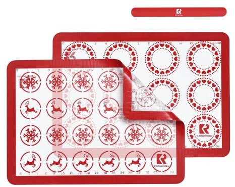 Set di 2 tappetini in silicone per teglie, tappetino in silicone riutilizzabile per alimenti perfetti per teglie per arrotolare e cuocere teglie - Macaron/biscotti/panini/pane di KITCHENRAKU KR
