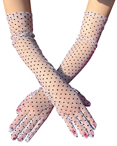 COSFAN Guantes largos de tul para mujer,Guantes de novia,Guantes de protección solar,Guantes transparentes largos hasta el codo para baile Fiesta de noche