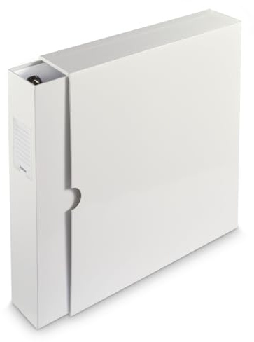 Hama Ordner, mit Schuber (passend z.B. für A4, 70mm Rückenbreite, Ringordner, Ringordner A4 4 Ringe, Organizer, Aktenordner, Ringbuchordner, für Portfolio, Büro, Dokumente, Fotos etc.) weiß