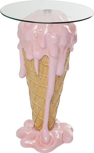 Kare Design tavolino da caffè Icecream, marrone/rosa, diametro 48cm, tavolino soggiorno/divano, tondo, cameretta, cucina, stile pop, stile barbie, Weirdcore 74x48x48cm (A/L/P)