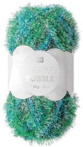 Frida's Wollhaus Rico Design 50 g Creative Bubble Schwammgarn Wolle Stricken Häkeln 57 Farben (005 | Print Grün Mix)