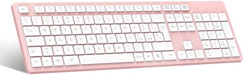 LeadsaiL Tastiera Wireless, Wireless Keyboard Full Size, Italiano QWERTY Layout Ergonomico USB 2.4Ghz con Tastierino Numerico per PC, Laptop, Mac OS, Macbook Pro/Air, Windows-Rosa