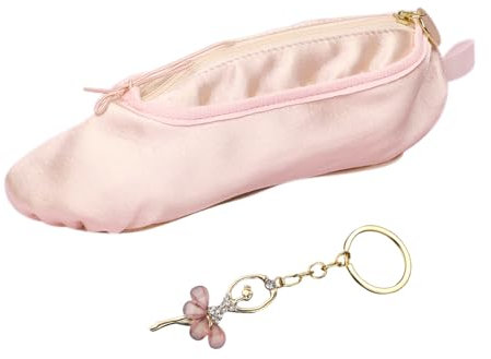 1 Trousse À Crayons En Forme De Chaussure De Ballet, 1 Porte-Clés Pendentif, Trousse À Crayons Rose Pour Filles, Trousse À Crayons Créative Et Intéressante, Trousse De Papeterie Pour Étudiants
